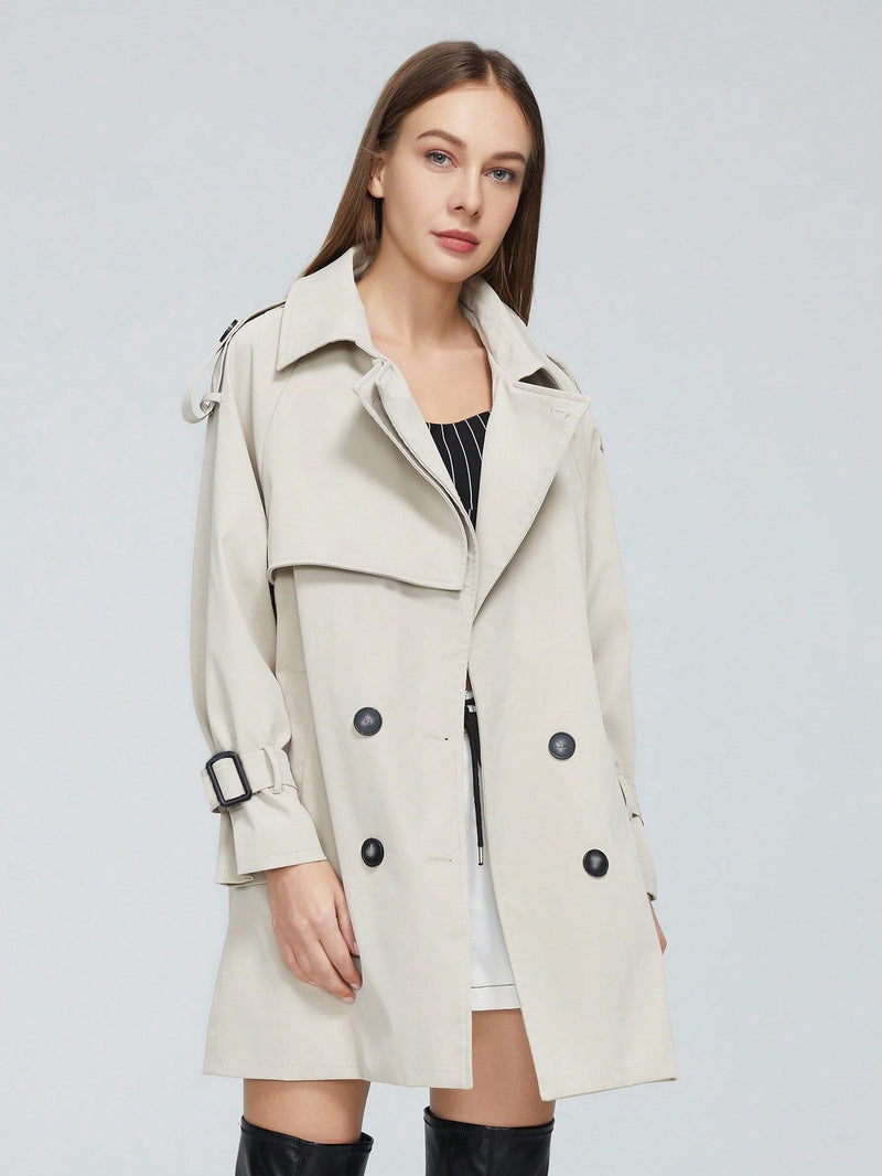 ZIAI Chaqueta trench con botones con cinturon