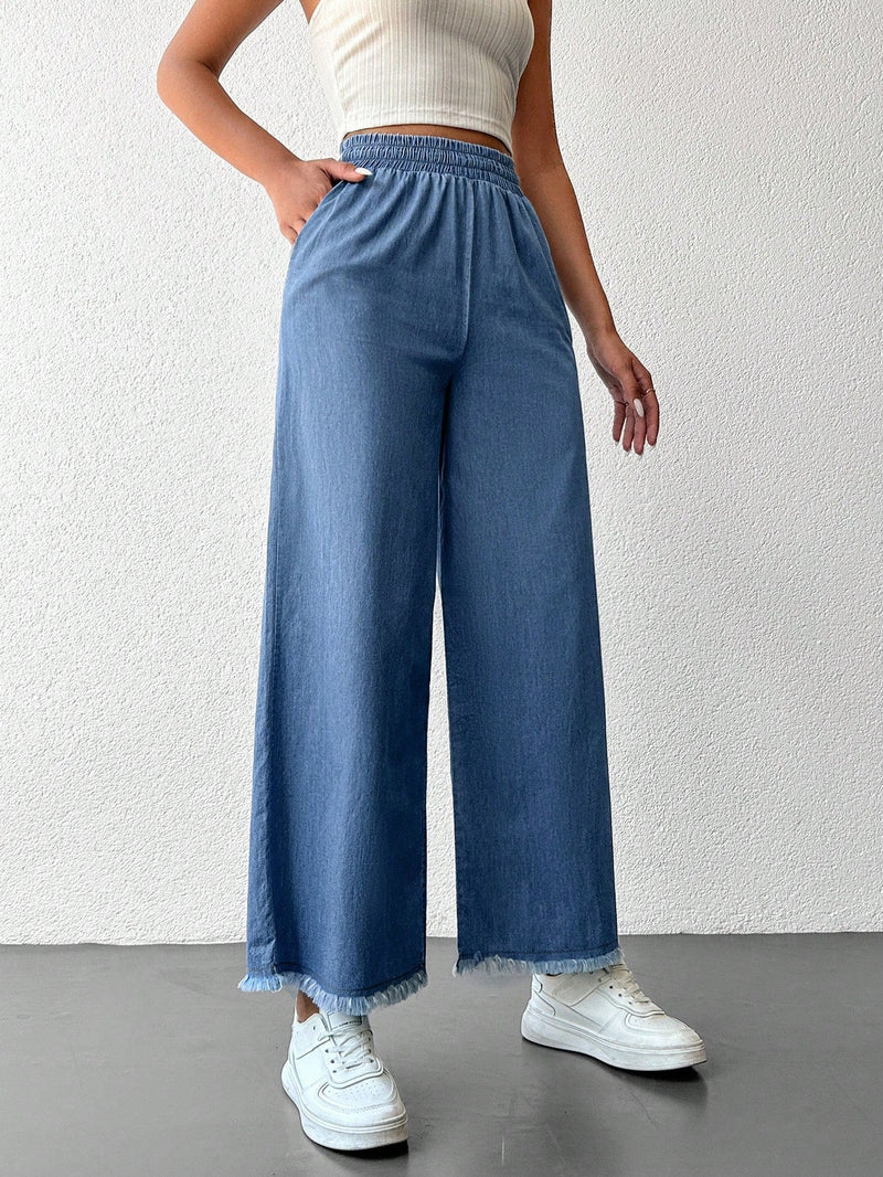 Cottnline pantalones palazzo de tiro alto, sueltos y con bolsillo, de 100% algodon, para primavera y verano