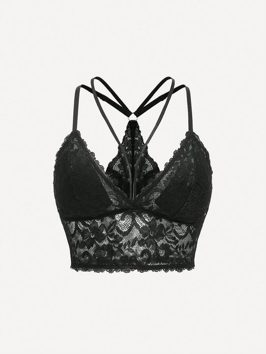 Lenceria Floral Con Encaje Y Tirantes Estilo Arnes