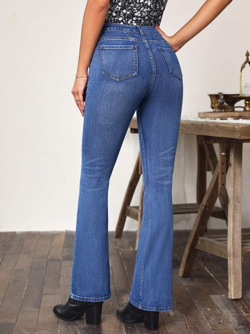 LUNE Jeans de pierna amplia con boton