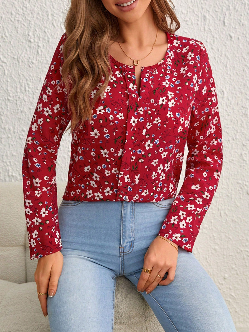 Clasi Blusa con estampado floral de cuello de muesca