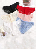 6 piezas/set Ropa interior con encaje de mujeres