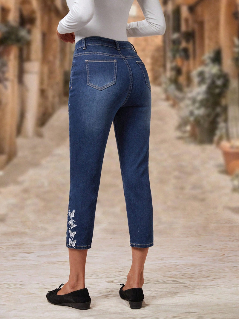 EMERY ROSE Jeans ajustados con diseno de boton