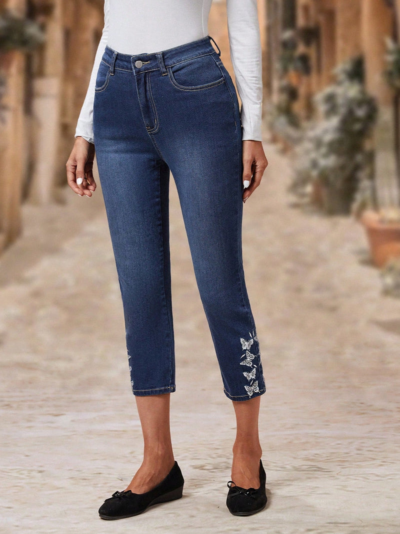 EMERY ROSE Jeans ajustados con diseno de boton