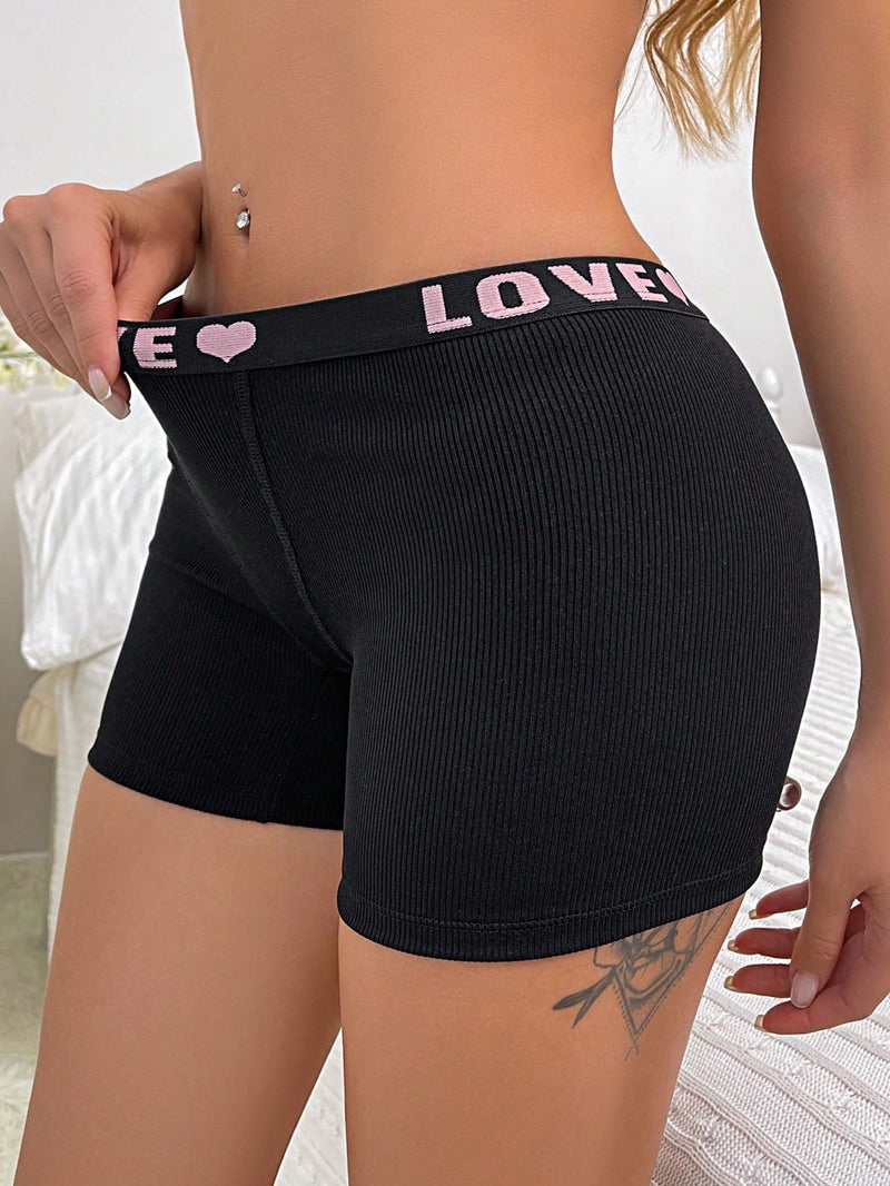 Boyshorts cinta con estampado de letra cintura tejido de canale