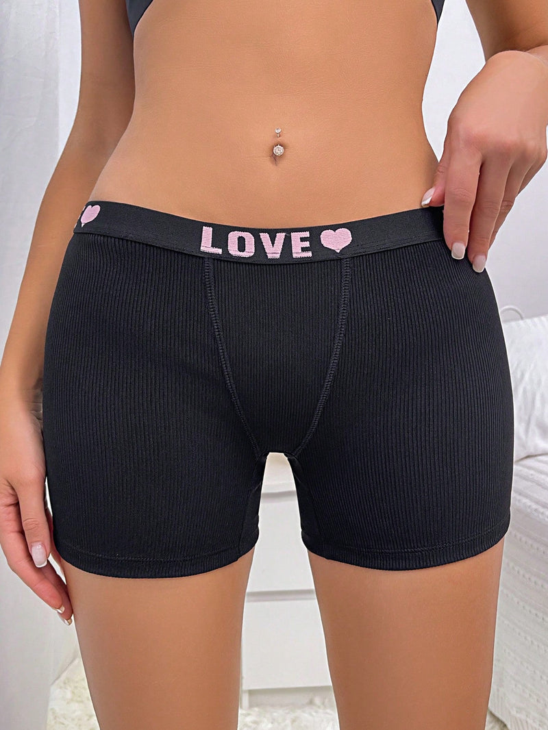 Boyshorts cinta con estampado de letra cintura tejido de canale