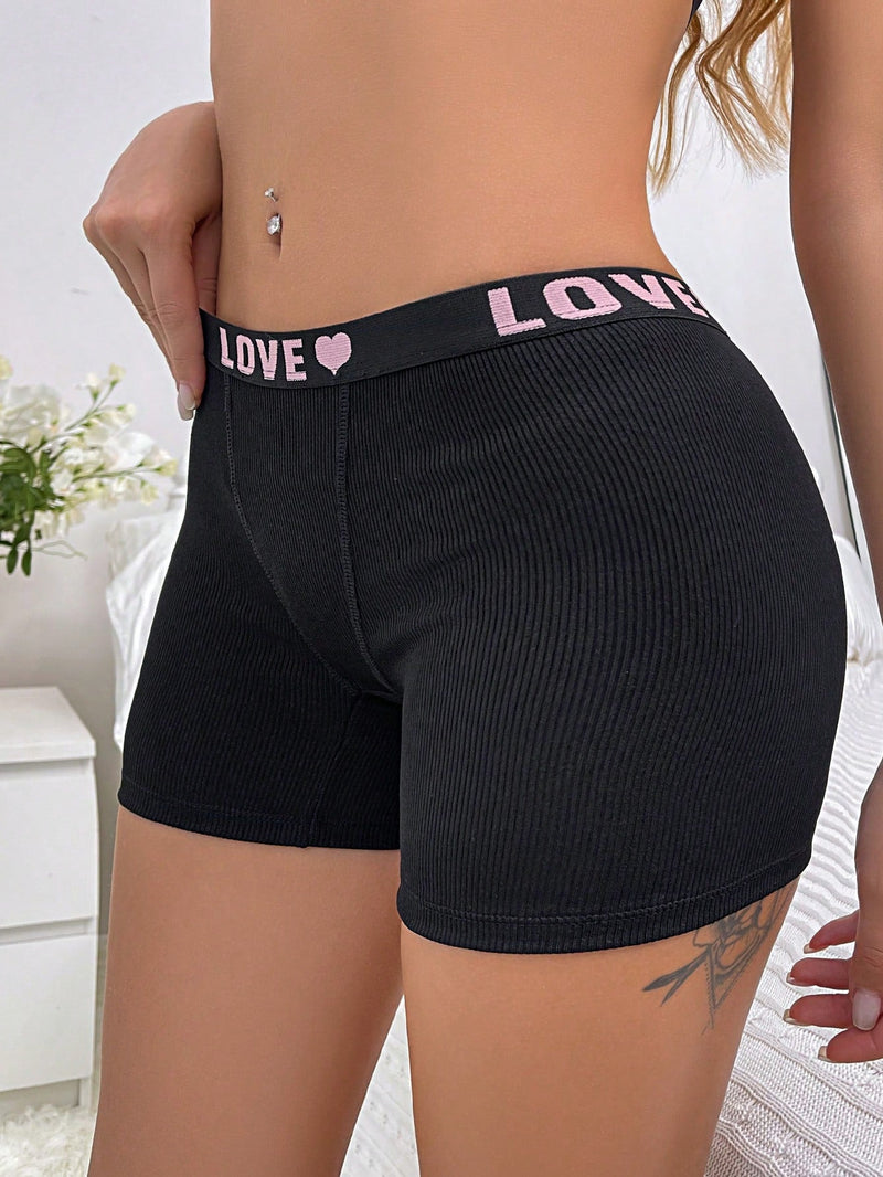 Boyshorts cinta con estampado de letra cintura tejido de canale