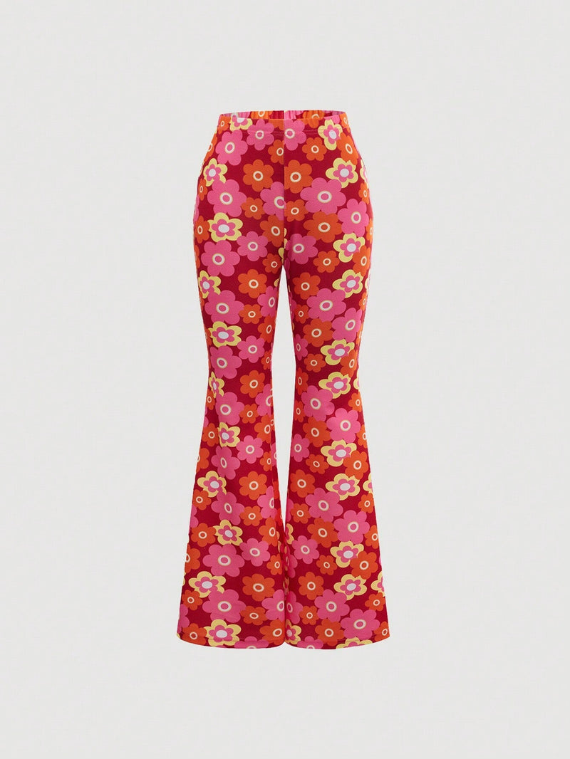 WYWH Pantalones Con Piernas Acampanadas Con Estampado Floral Completo