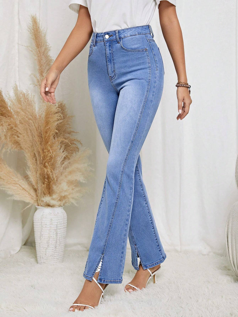 LUNE Jeans de pierna amplia bajo con abertura