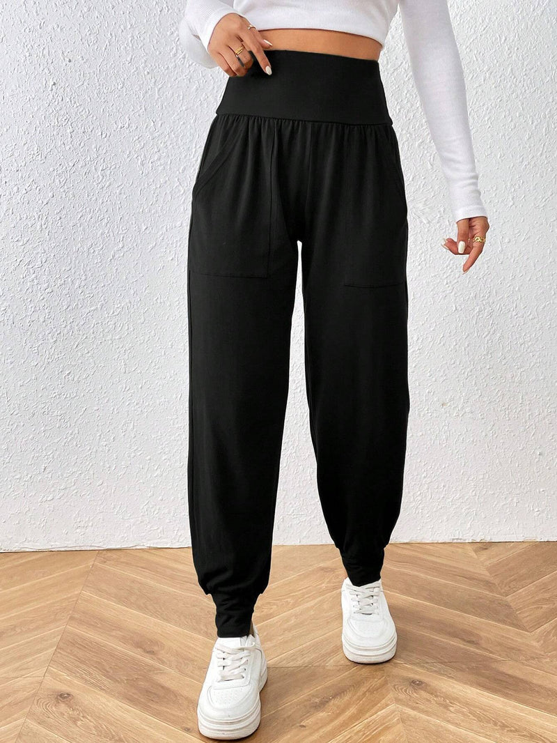 LUNE Pantalones de cintura ancha con bolsillo oblicuo