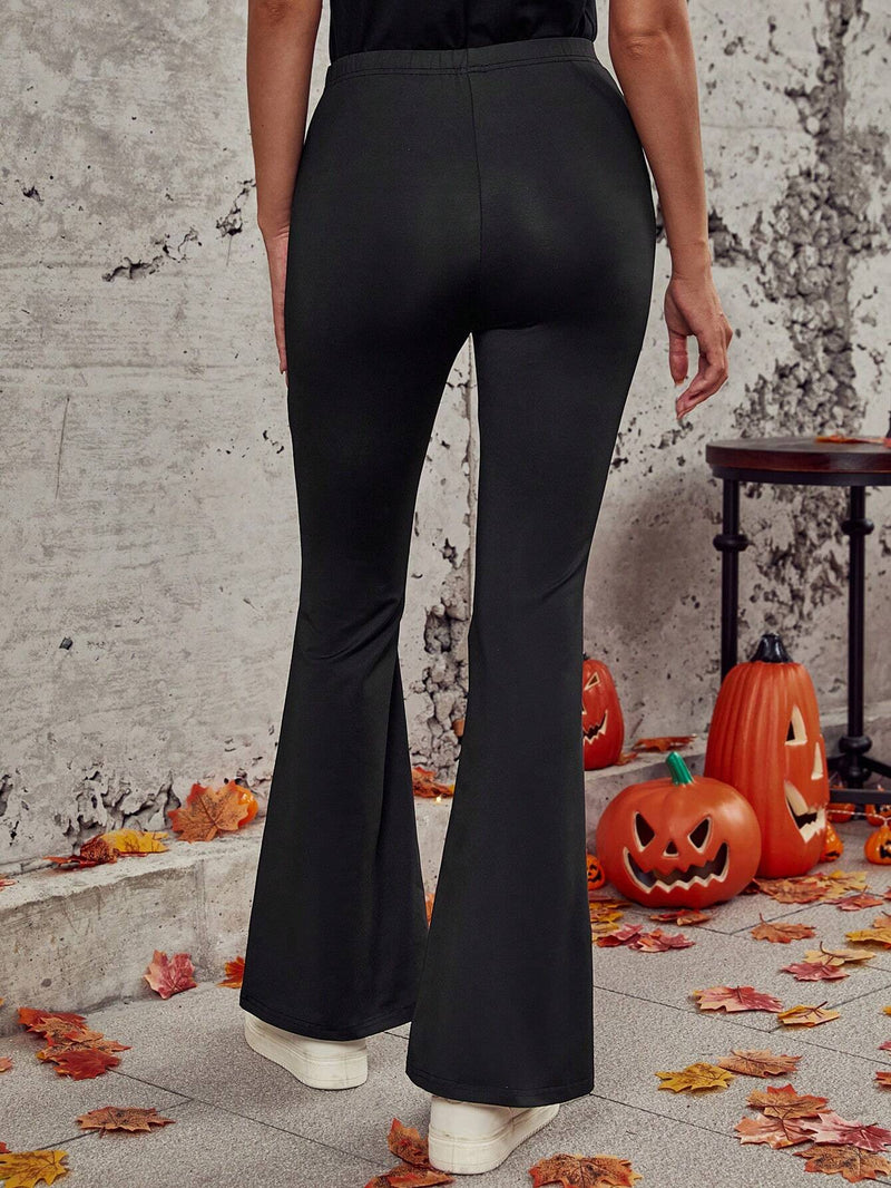 LUNE Pantalones acampanados Halloween estampado de esqueleto