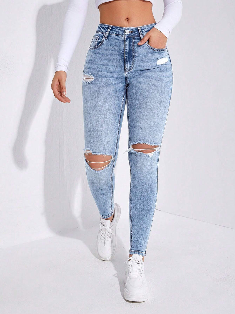 Jeans ajustados desgarro