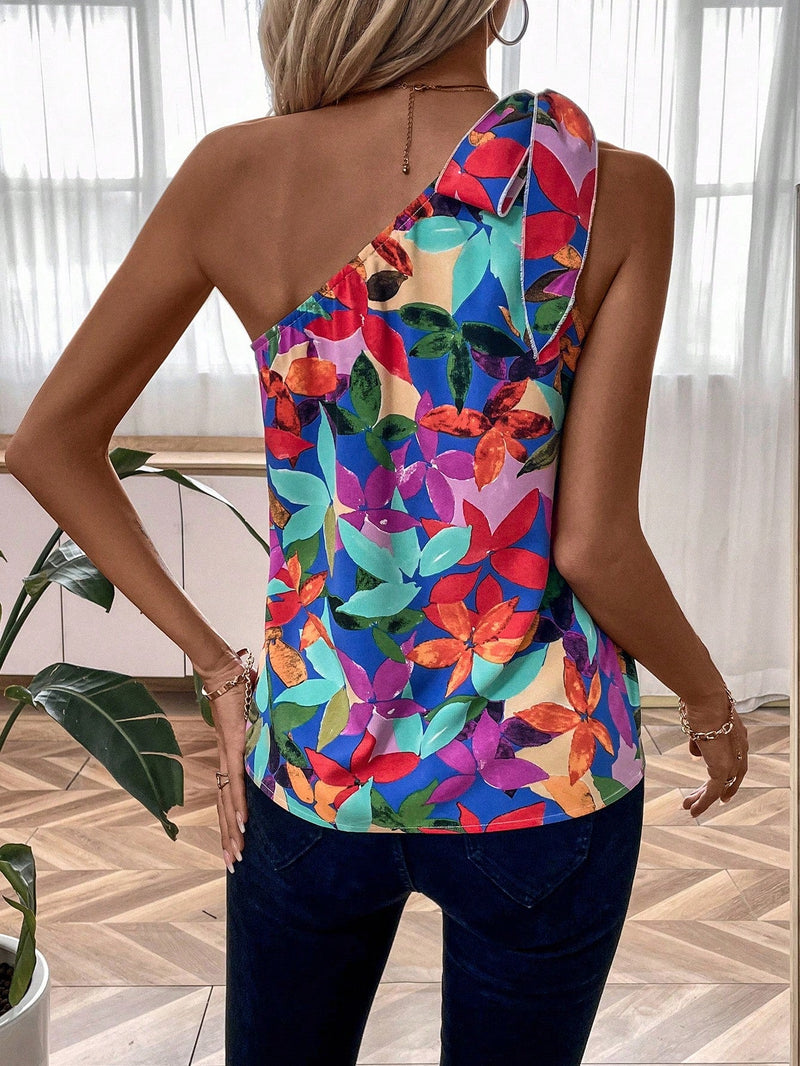 VCAY Blusa con estampado de un hombro