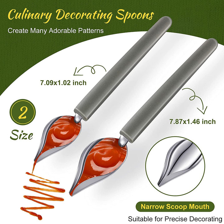 Juego de 5 piezas/2 piezas de Herramientas para Bañar Dulces, Tenedor y Cucharas para Bañar Chocolate, Cucharas Decorativas para Cocina, Lápiz de Chef para Platos Decorativos