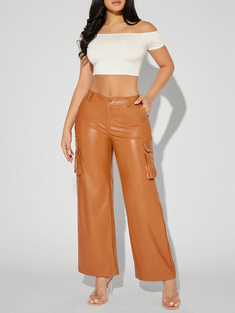 BAE Pantalones con bolsillo lateral con solapa PU