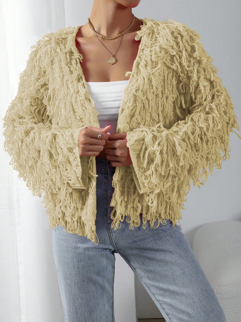 Allurite cardigan casual y elegante de punto con lazo para mujer