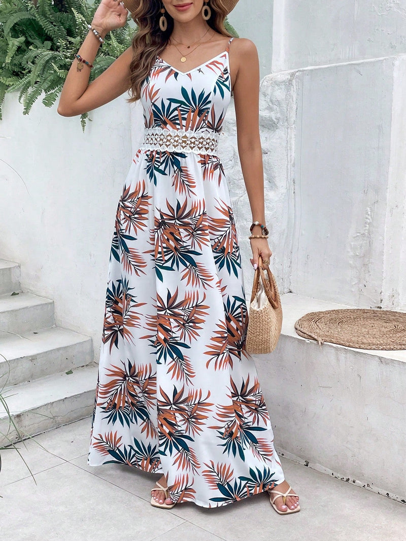 VCAY Vestido de tirantes con estampado tropical