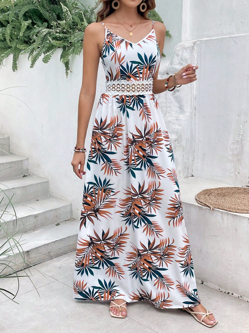 VCAY Vestido de tirantes con estampado tropical