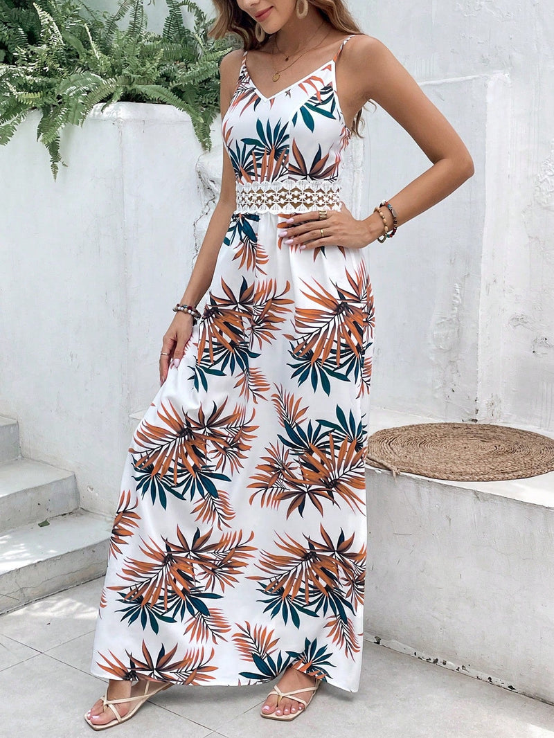 VCAY Vestido de tirantes con estampado tropical