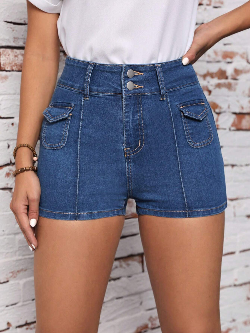 Essnce Shorts vaqueros con bolsillo con solapa