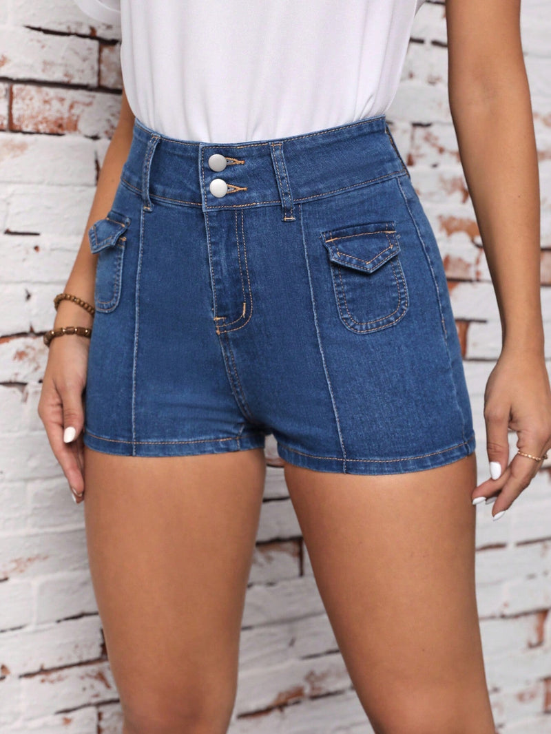 Essnce Shorts vaqueros con bolsillo con solapa