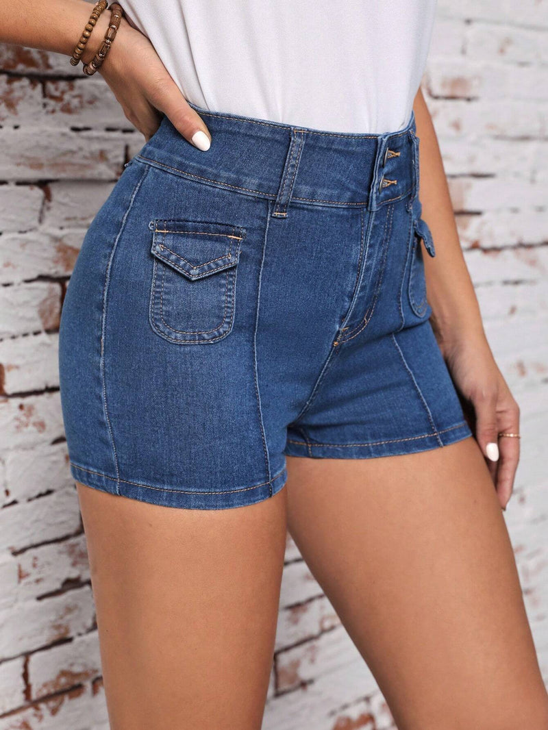 Essnce Shorts vaqueros con bolsillo con solapa