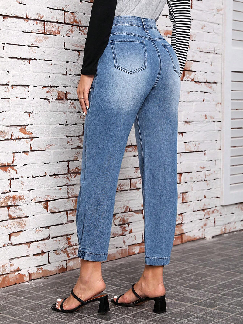 LUNE Pantalones Jeans De Mujer Con Bolsillos Grandes Y Punos Elasticos