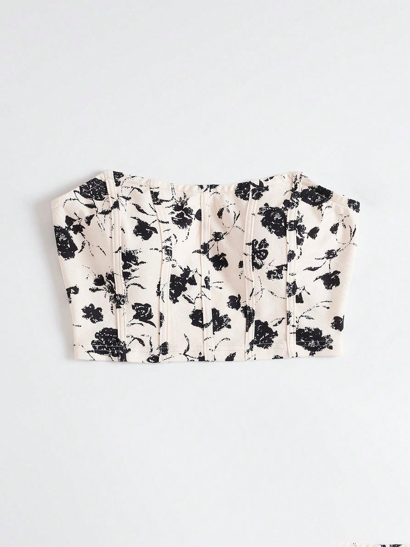 WYWH Top Brasier sin tirantes con estampado floral