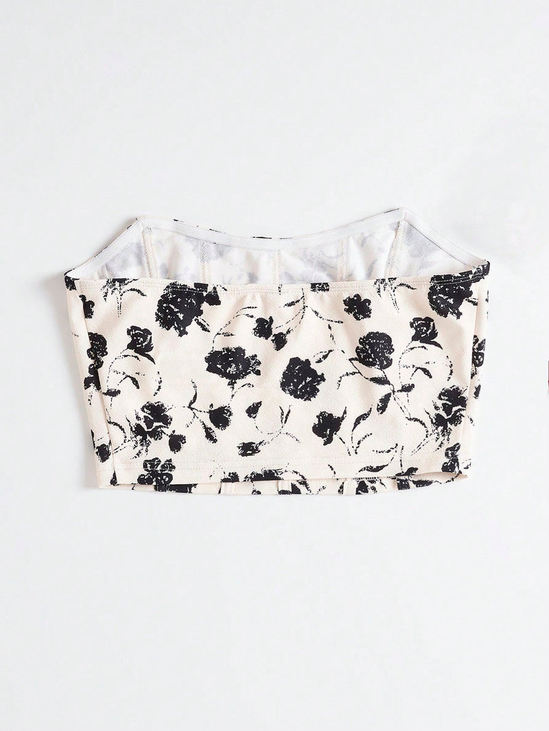 WYWH Top Brasier sin tirantes con estampado floral