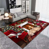 1 alfombra de Navidad con diseño festivo, antideslizante de poliéster para sala, cocina y entrada exterior, lavable a máquina, decoración navideña para interiores