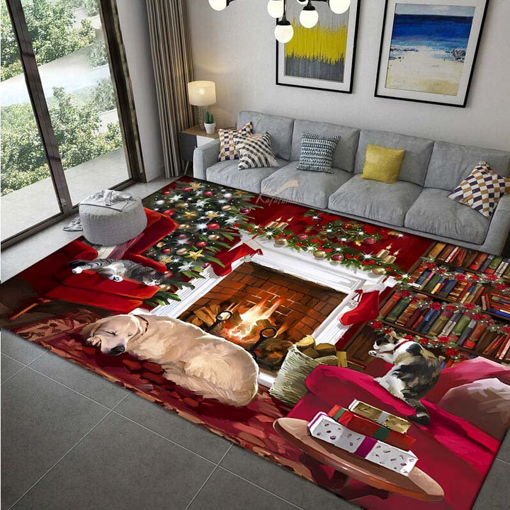 1 alfombra de Navidad con diseño festivo, antideslizante de poliéster para sala, cocina y entrada exterior, lavable a máquina, decoración navideña para interiores
