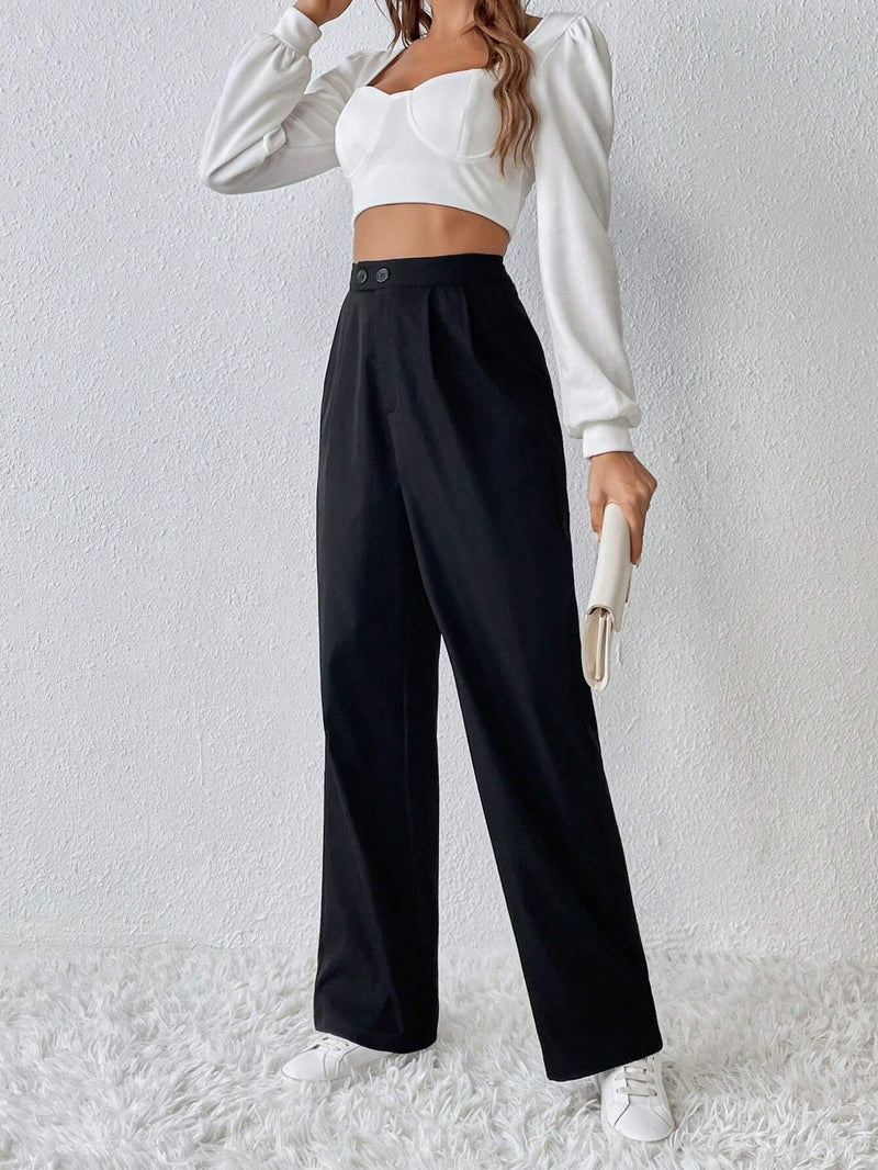 Frenchy Pantalones con detalle plisado de cintura alta