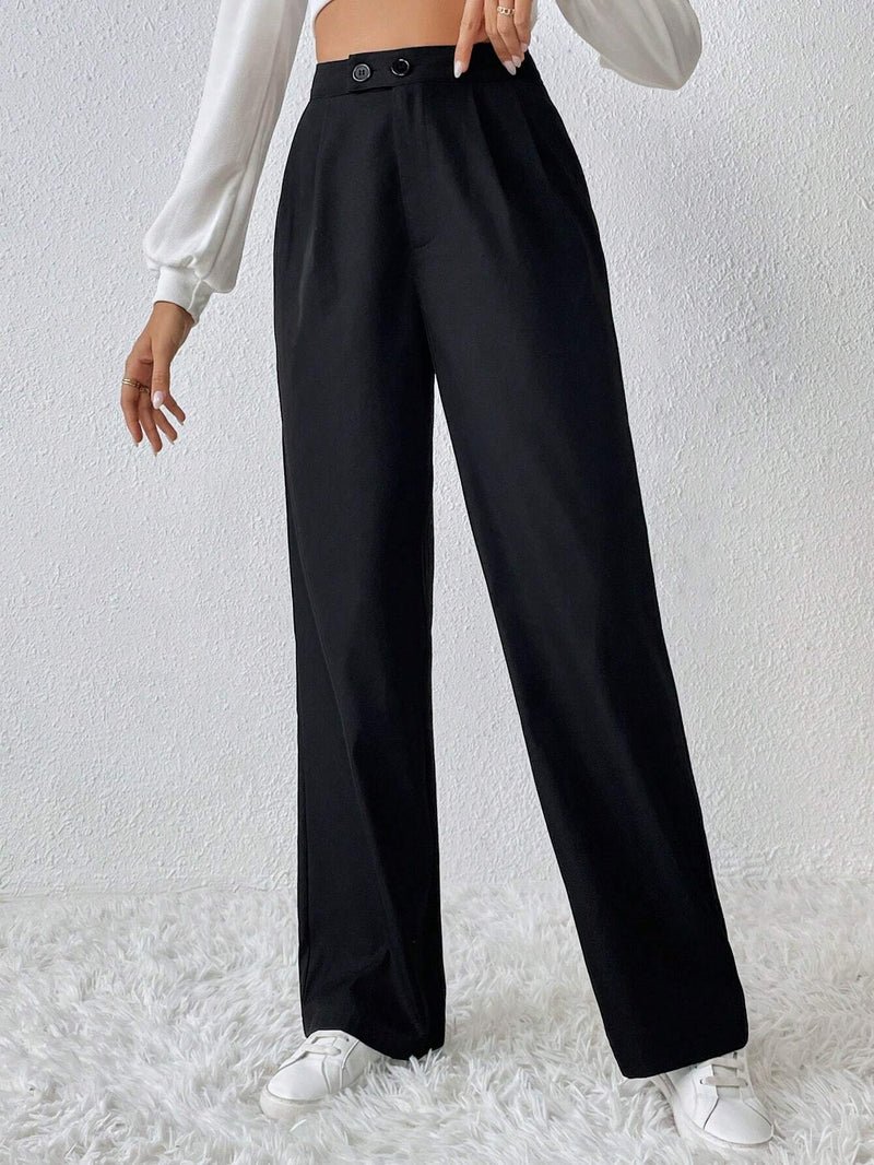 Frenchy Pantalones con detalle plisado de cintura alta