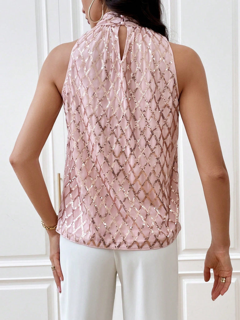 Prive Blusa con estampado geometrico de espalda con abertura de ojo de cuello alto