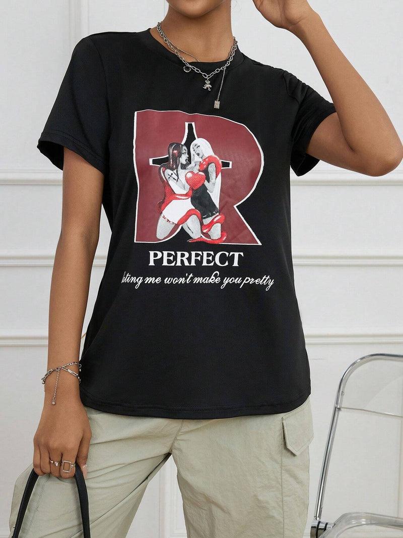 Camiseta con estampado de perro y slogan