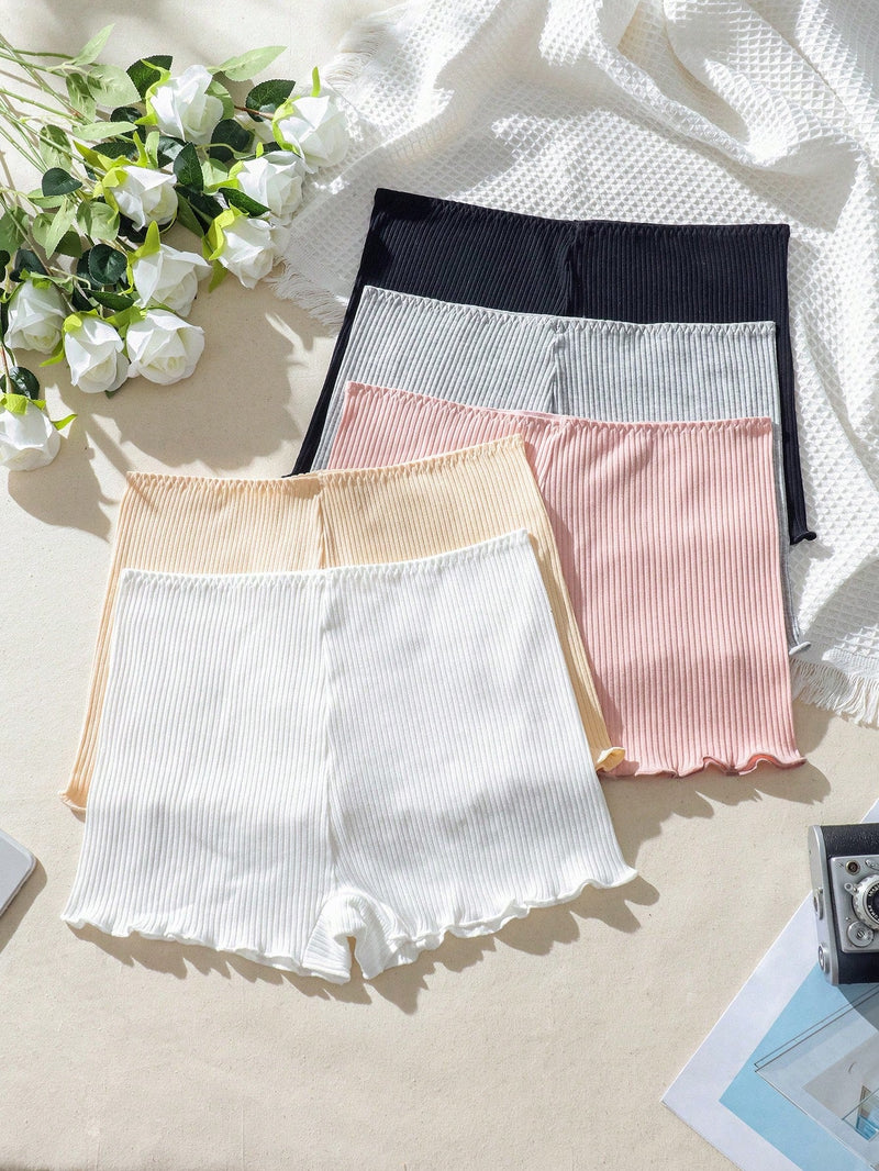 5 piezas Boyshorts unicolor tejido de canale