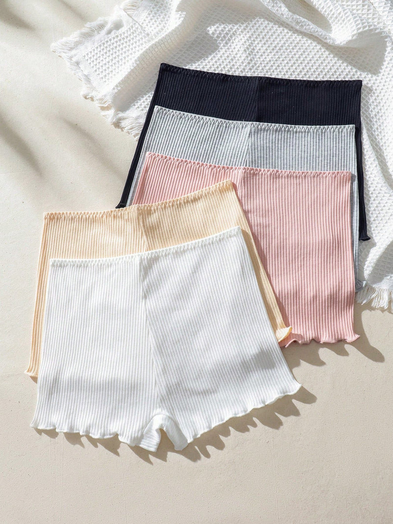 5 piezas Boyshorts unicolor tejido de canale