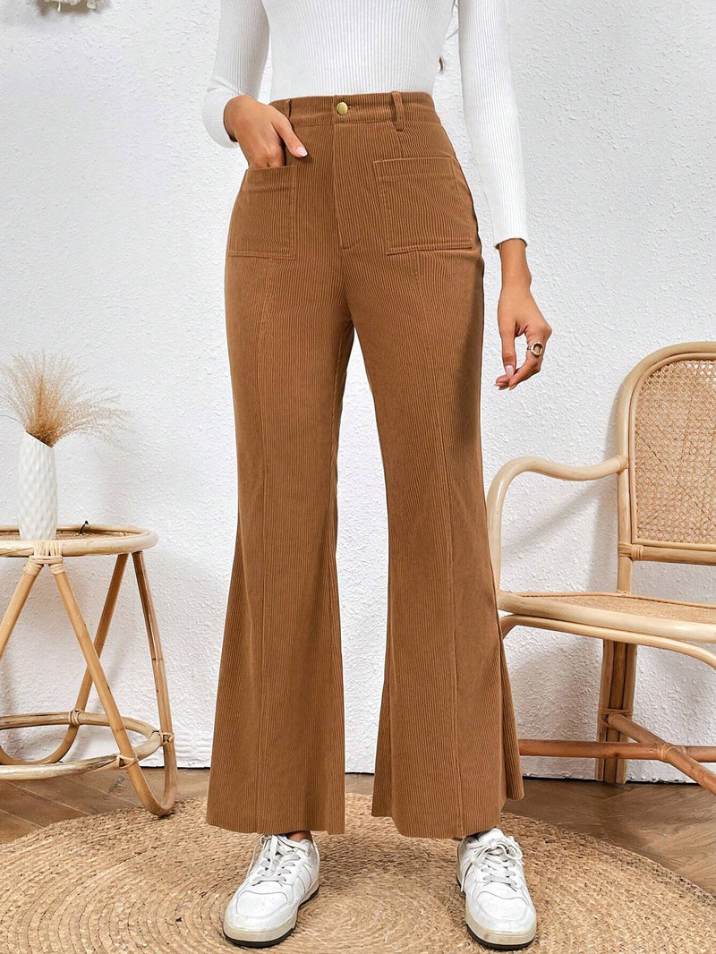 VCAY Pantalones acampanados de talle alto