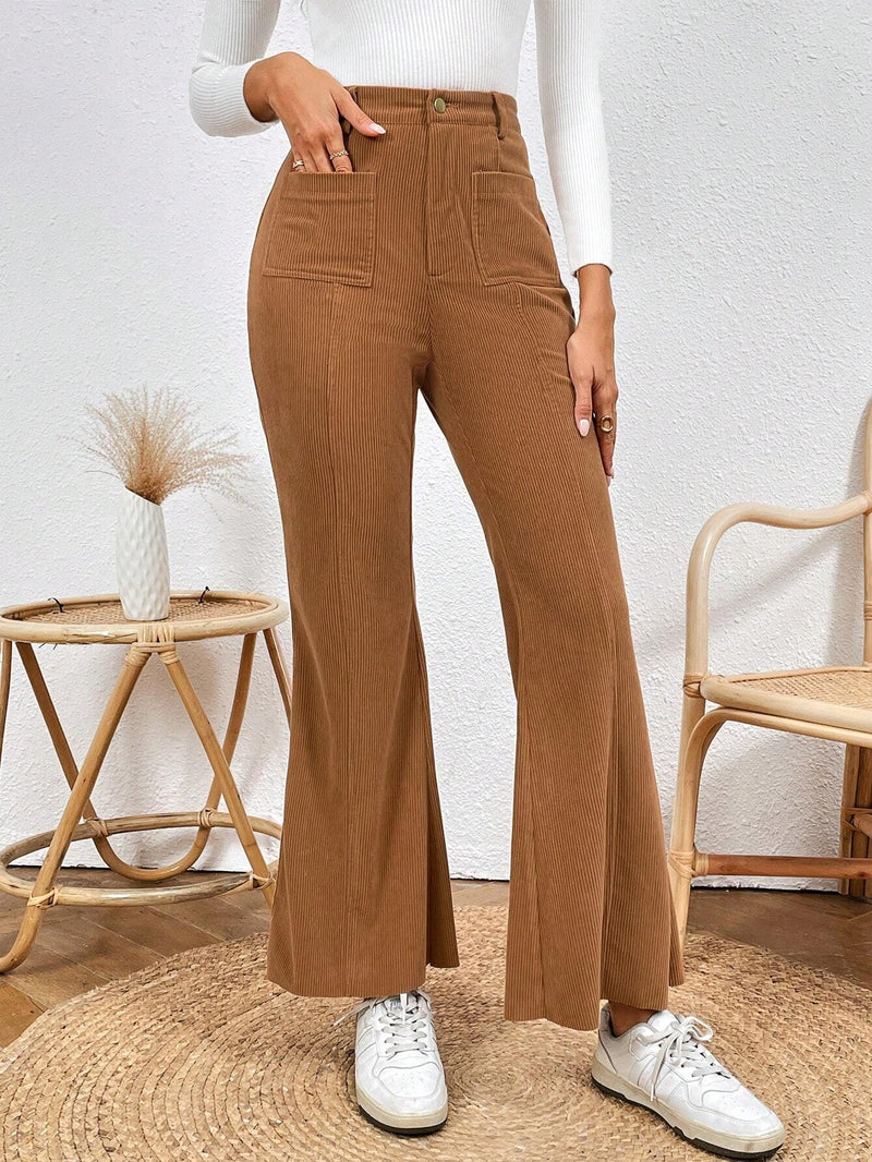 VCAY Pantalones acampanados de talle alto