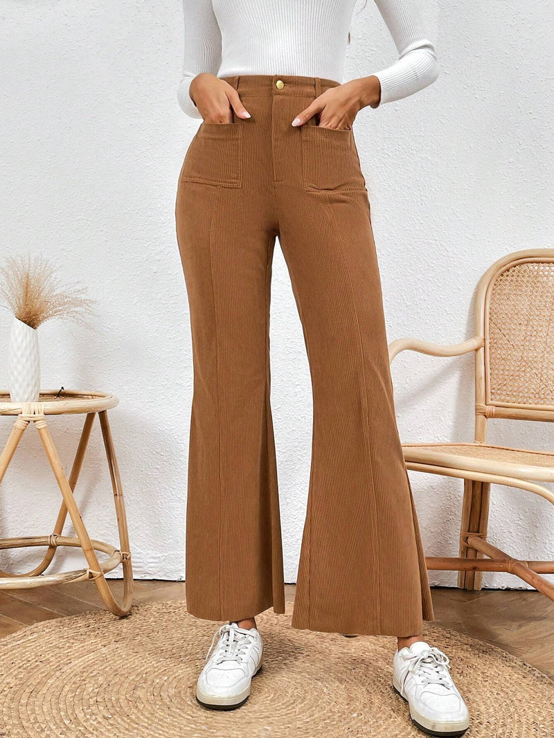 VCAY Pantalones acampanados de talle alto