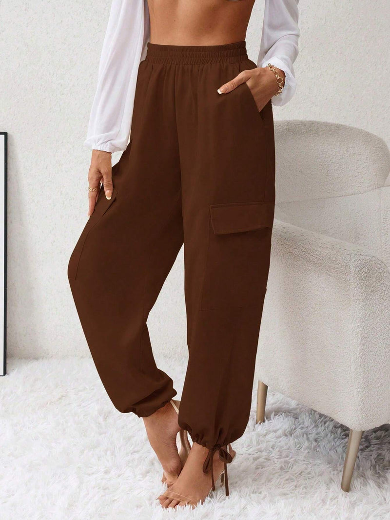 Essnce Pantalones cargo con bolsillo lateral con solapa bajo con cordon