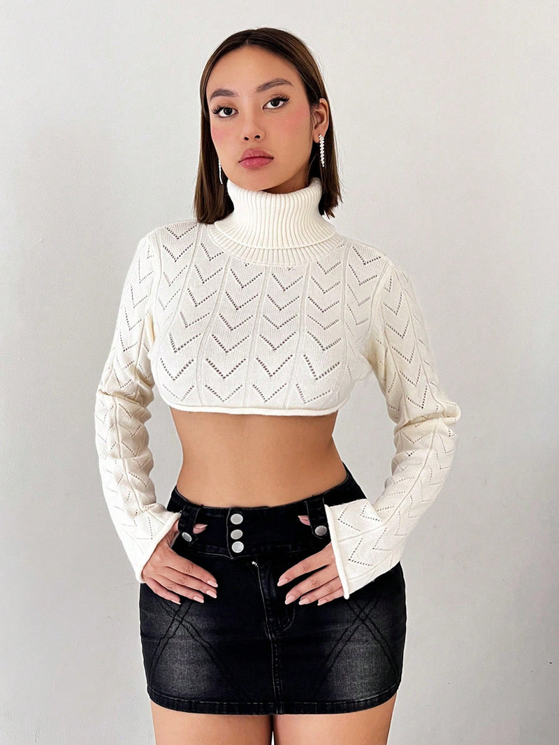 ICON Jersey crop cuello alto de punto de malla micro