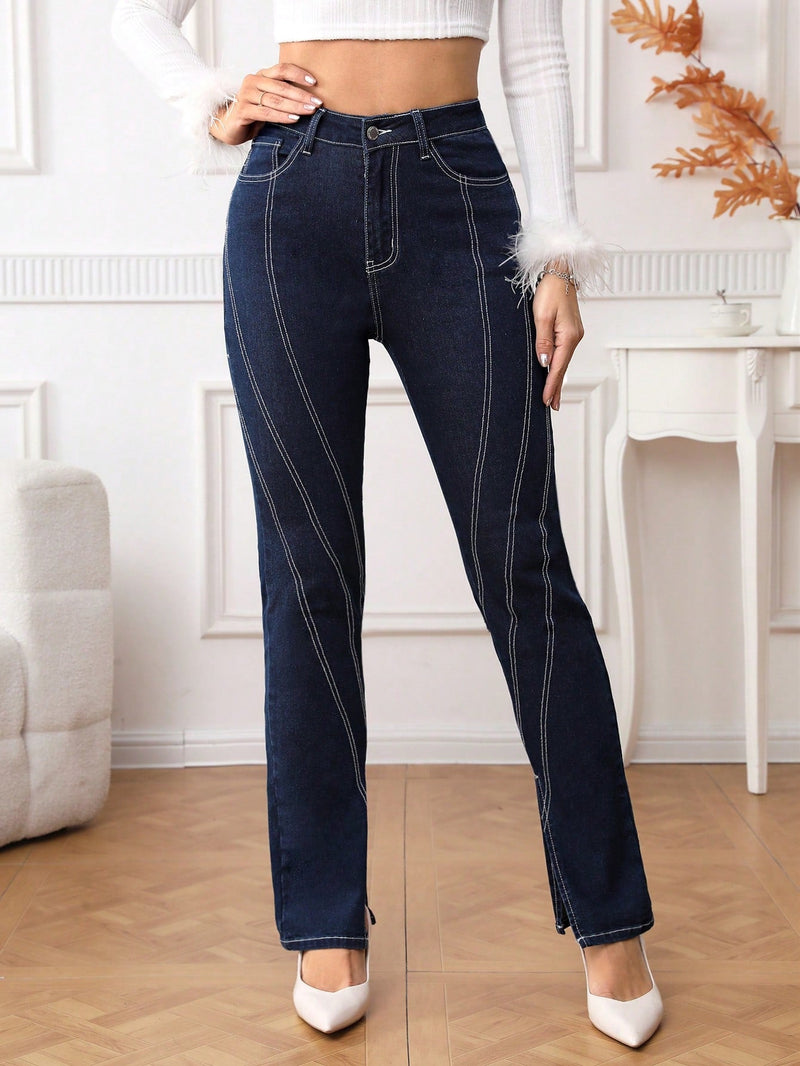 Essnce Jeans con exterior con costura , bajo con abertura