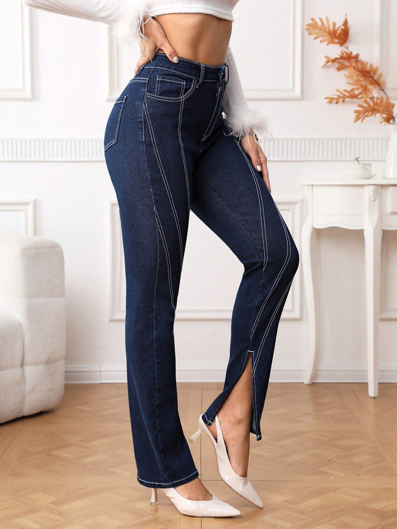 Essnce Jeans con exterior con costura , bajo con abertura