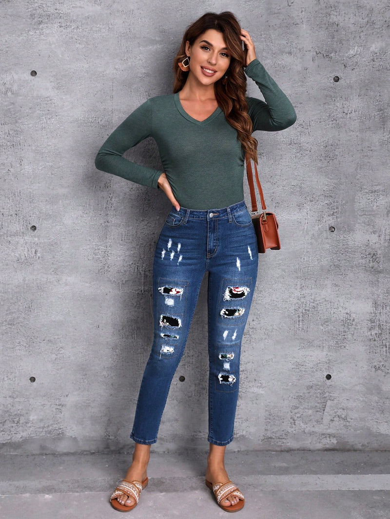 LUNE Jeans ajustados desgarro