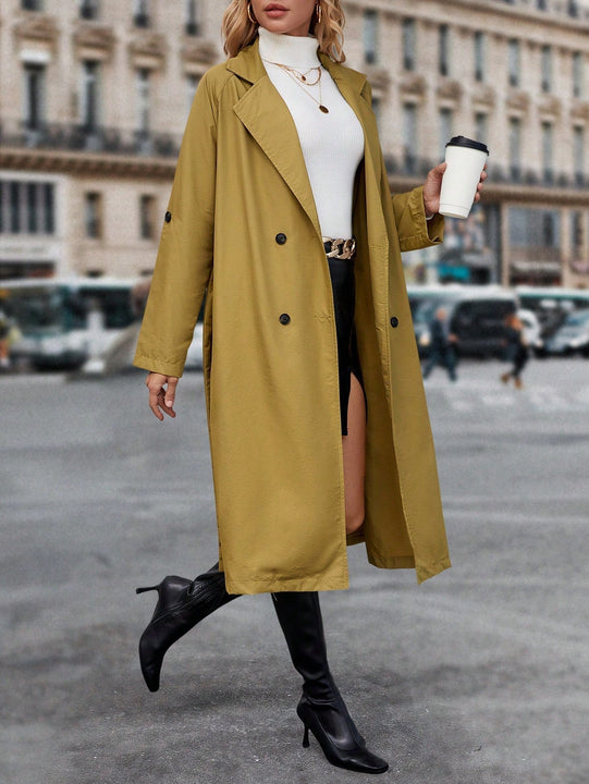 Prive Gabardina de manga enrollada con boton de doble botonadura