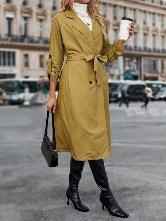 Prive Gabardina de manga enrollada con boton de doble botonadura