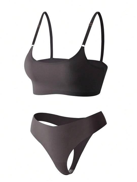 3 piezas Set de lenceria unicolor inalambrico