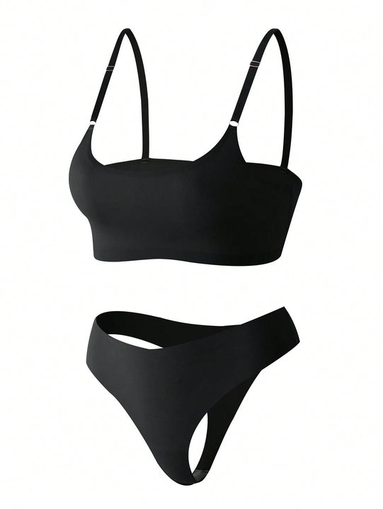 3 piezas Set de lenceria unicolor inalambrico