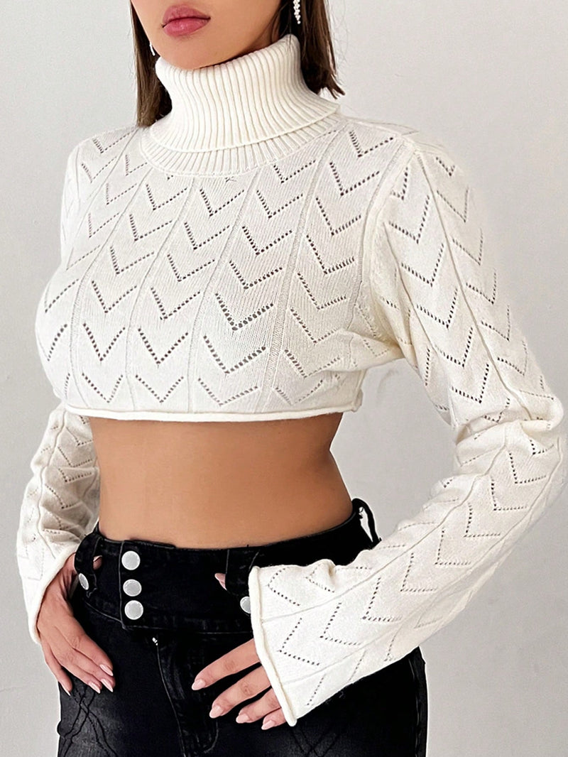 ICON Jersey crop cuello alto de punto de malla micro